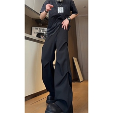 2025秋季打褶西裤C6046-TP5588直筒男复古宽松百搭长裤女，男装西裤，电商A102