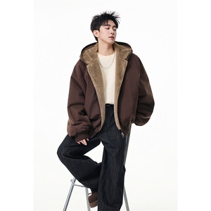 两面穿现货重磅短款座山雕棉衣男女双面穿毛毛绒棉服加厚外套,男装棉衣,电商A486