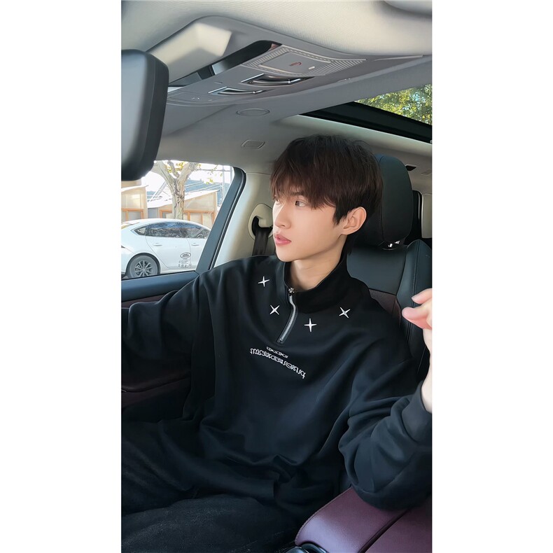 美式刺绣连帽卫衣男女同款秋冬季高级感cleanfit外套宽松潮牌上衣，女装短外套，电商B319