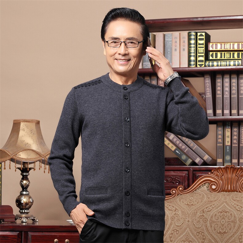 中老年人针织开衫男士爸爸春装上衣爷爷老人毛衣外套保暖春秋季,男装针织衫/毛衣,电商B212（原钱塘6029）