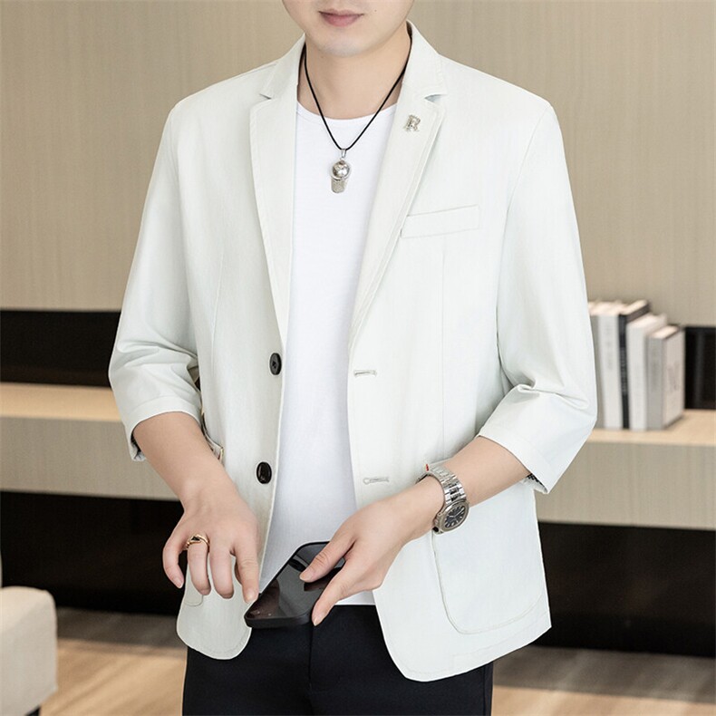 XF320-P90 夏季商务休闲男士正装七分袖西服中袖小西装图片