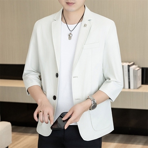 XF320-P90 夏季商务休闲男士正装七分袖西服中袖小西装图片