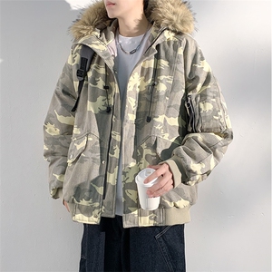 美式毛领派克棉服男冬季加厚工装棉衣情侣外套M060-P110 迷彩P115图片