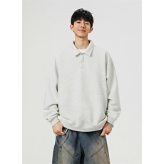 抖音得物高品质二开26春装美式高街结构设计POLO翻领卫衣外套W77，男装Polo衫，电商A486