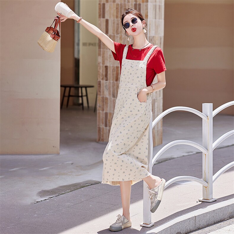 现货！背带裙套装女2024夏季新款女装时尚两件套,女装套装/套裙,慧尚依恋