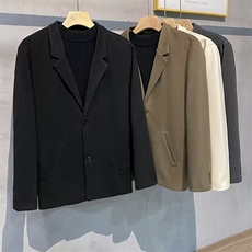 毛呢大衣男秋冬季加厚休闲百搭韩版潮流冬装外套宽松西服男FY11，男装西服，星座1116A-2（原606A-1）