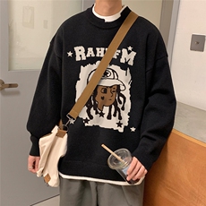 港风秋冬新款宽松圆领假两件拼色男女毛衣M6212P65控78，男装针织衫/毛衣，电商A268A