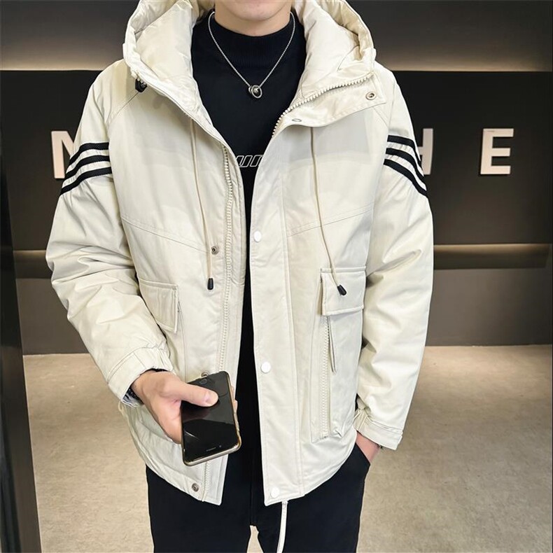 DS-A225-66851冬季新款男士连帽标羽绒服休闲潮流百搭保暖上衣,男装羽绒服,电商A225