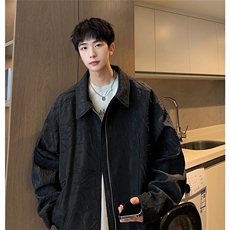 1秋季新品潮男装复古褶皱高级感哈灵顿外套休闲夹克男JK8742P75，男装夹克，星座226-2