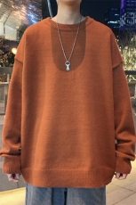 1港风宽松中性情侣潮流纯色大码M-5XL毛衣男外套7979P45加绒P55，男装针织衫/毛衣，星座226-2