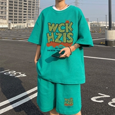 ！2025夏季新款男士华夫格短袖T恤套装学生一套HTZ92P50，男装T恤，电商B220