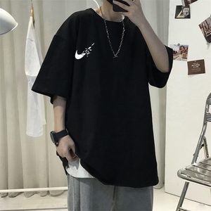 T001男女中性宽松短袖半截袖夏新男装TEE学生青少年圆领班服大码图片