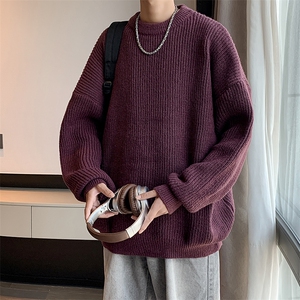 2025新款针织衫男士潮流圆领套头宽松ins毛衣XZ212-1-QMY5684-P45图片