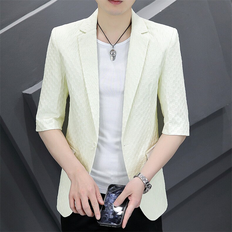 夏季中袖装男韩版修身七分袖学生帅气休闲薄款XZ1304-2,男装西服,星座613B