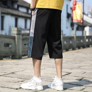 2021夏季新款男士青春流行侧边字母印花七分裤图片