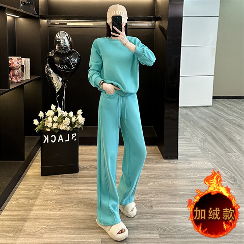时尚洋气减龄加绒加厚卫衣阔腿裤套装,女装套装/套裙,江南