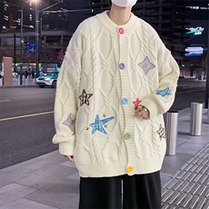 甜美白色针织毛衣外套开衫男女早初春秋穿搭小个子时尚毛衣MM238，男装针织衫/毛衣，星座506