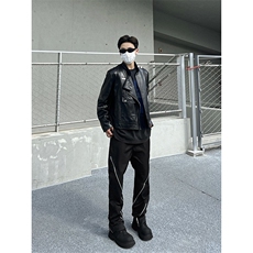 B221美式ins高街暗黑小众拉链情侣休闲冲锋裤LK23030-P65控88，男装休闲裤，电商B221