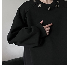 W12复古垫肩酒红色圆领卫衣男女铆钉设计感小众内搭长袖外套，女装短外套，星座308A-1（原309B-1）