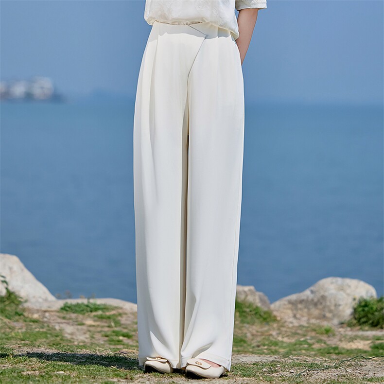 现货BAOKUAN女2025夏新款时尚气质女神范高腰显瘦百搭阔腿裤,女装休闲裤,时尚俏佳人