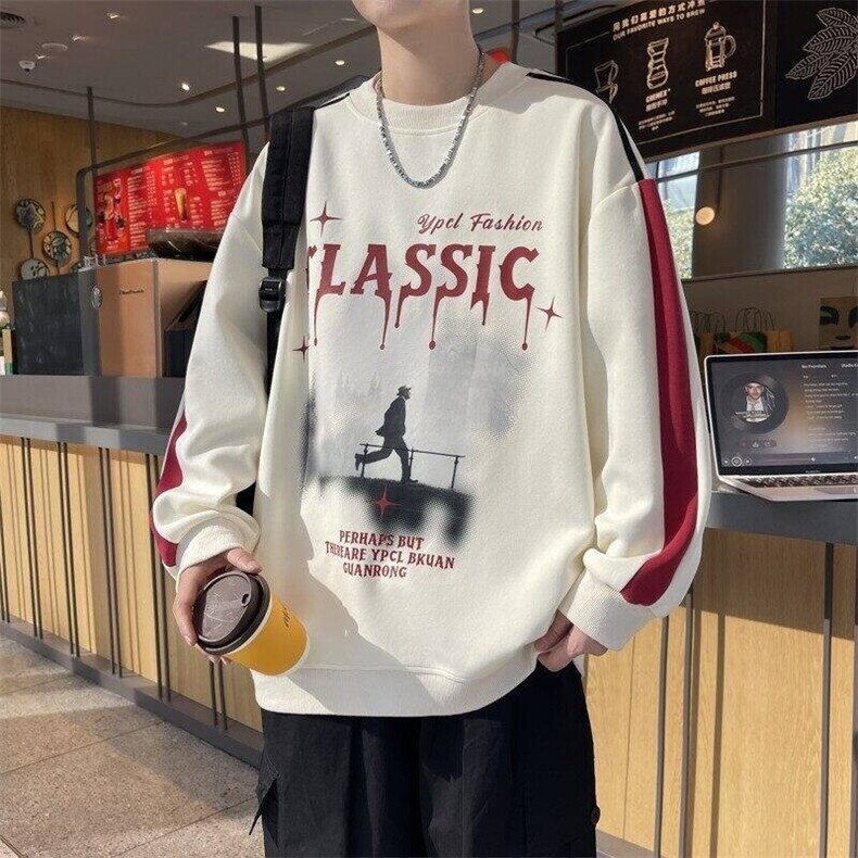 W25206-特P40潮牌圆领卫衣男长袖打底衫图片