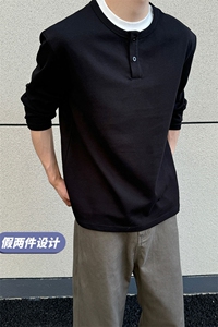 [网图慎用]秋季新款宽松长袖T恤美式复古假两件卫衣男TX238-特P32图片