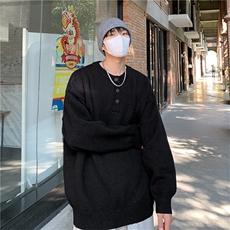 2024新款灰色亨利领半开圆领纯色复古针织毛衣百搭现货W8487-P46，男装针织衫/毛衣，星座512-4