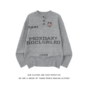 冬季新款字母印花针织衫潮流宽松加厚保暖毛衣，男装针织衫/毛衣，星座410-7