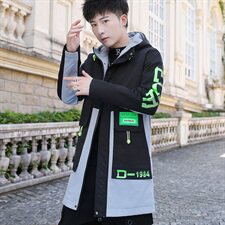 夹克外套男韩版潮流上衣服男秋装新款风衣男士中长款JK178-P65，男装夹克，星座1206（原A206）