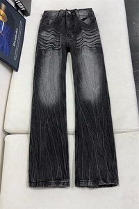 B221 美式ins暗黑高街重工艺修身微喇牛仔裤 LK25547-特P45控78图片