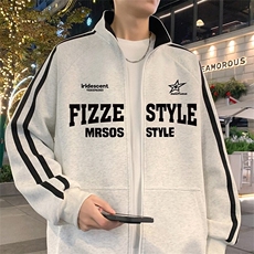 H211P55加绒65美式重磅卫新款立领拉链开衫运动外套休闲上衣，男装卫衣，星座304A-1
