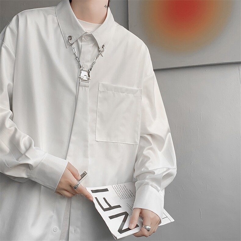 8XL-M高品质！特大码冰丝衬衫男领带衬衫日系加大码CS503P58控78图片