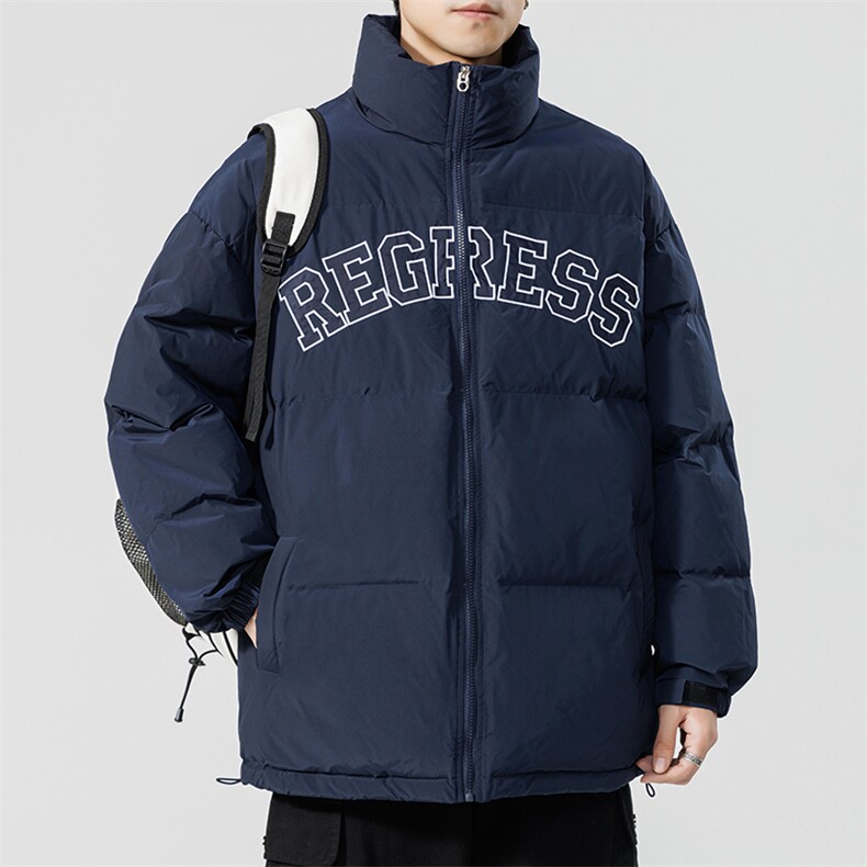 冬季新款韩版印花字母棉衣宽松保暖加厚立领棉服外套MY9066-P100,男装棉衣,电商A128