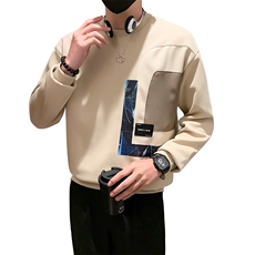 秋季新款痞帅撞色卫衣男潮牌拼接宽松圆领长袖打底衫上衣WY02-P55，男装卫衣，电商D323（原B261）