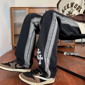 XZ616 秋季新款克罗心渐变牛仔裤拖地长裤 TY406 P55控68图片