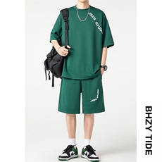 抖音品质2023夏季港风日系宽松大码休闲运动套装XZ80030-P70，男装休闲套装，电商A042