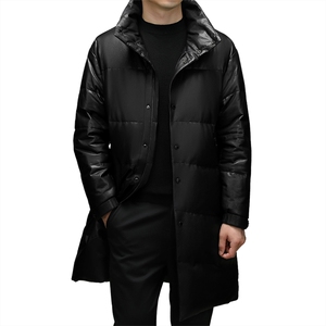 冬季新款海宁羽绒服男中长款绵羊皮鹅绒服男士大衣外套P1350图片