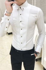 2025秋季新款纯色英伦长袖修身休闲白色男士衬衣1188-P38，男装衬衫，电商A236
