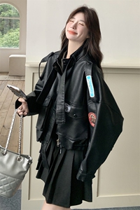 黑色皮衣短外套女春季2024新款美式复古小个子pu皮机车洋气夹克潮图片