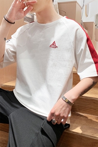 新款夏季短袖t恤男士宽松ins情侣半袖衣服五分袖打底衫 DS350TP25图片