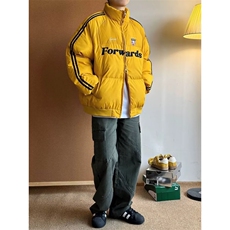 冬季美式复古撞色条纹棉衣男潮牌加厚保暖面包服外套MF9093-P107，男装棉衣，星座208-5