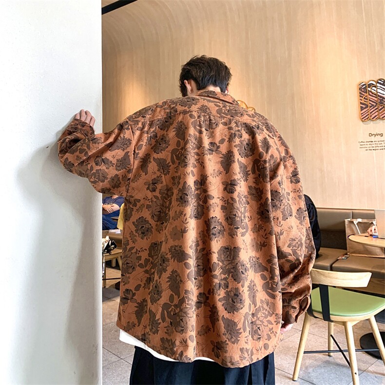 S53-P41港风宽松型灯芯绒长袖衬衫,男装衬衫,星座1501-1
