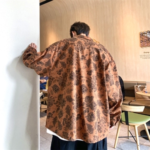 S53-P41港风宽松型灯芯绒长袖衬衫图片