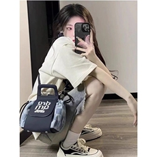 美式街头破洞牛仔短裤男女夏季水洗旧vintage裤子设计毛边五分裤，男装牛仔裤，星座506A