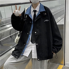 春秋季假两件外套男女宽松港风美式拼接休闲夹克男JK005-p55有货，男装夹克，星座302B