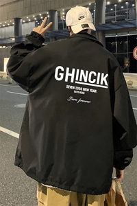 ！23秋季新款宽松大码港风GH印花夹克外套JK16123-P50控68图片