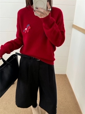 2026年秋季纯色套头小马圆领，女装羊毛衫，梵泰羊绒