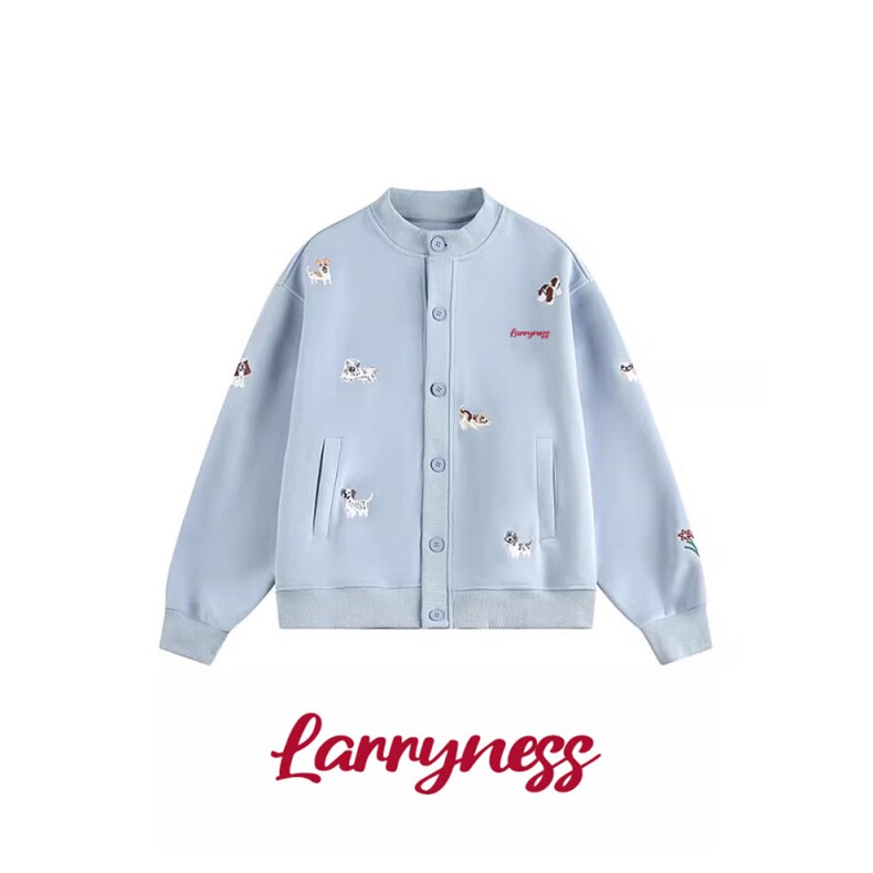 WY823-尺码M-3XL-P65-X128-美式复古趣味卡通小狗刺绣开衫卫衣，男装卫衣，星座1811B