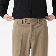 K9858-P68直筒带纹路毛呢宽松长裤休闲后腰带松紧S-2xl，男装休闲裤，电商A211