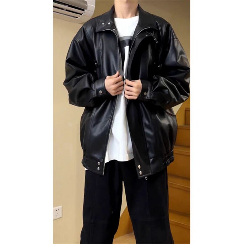 皮衣外套男春秋新款潮牌美拉德pu皮美式复古休闲夹克WL85366-P68,男装夹克,星座1008